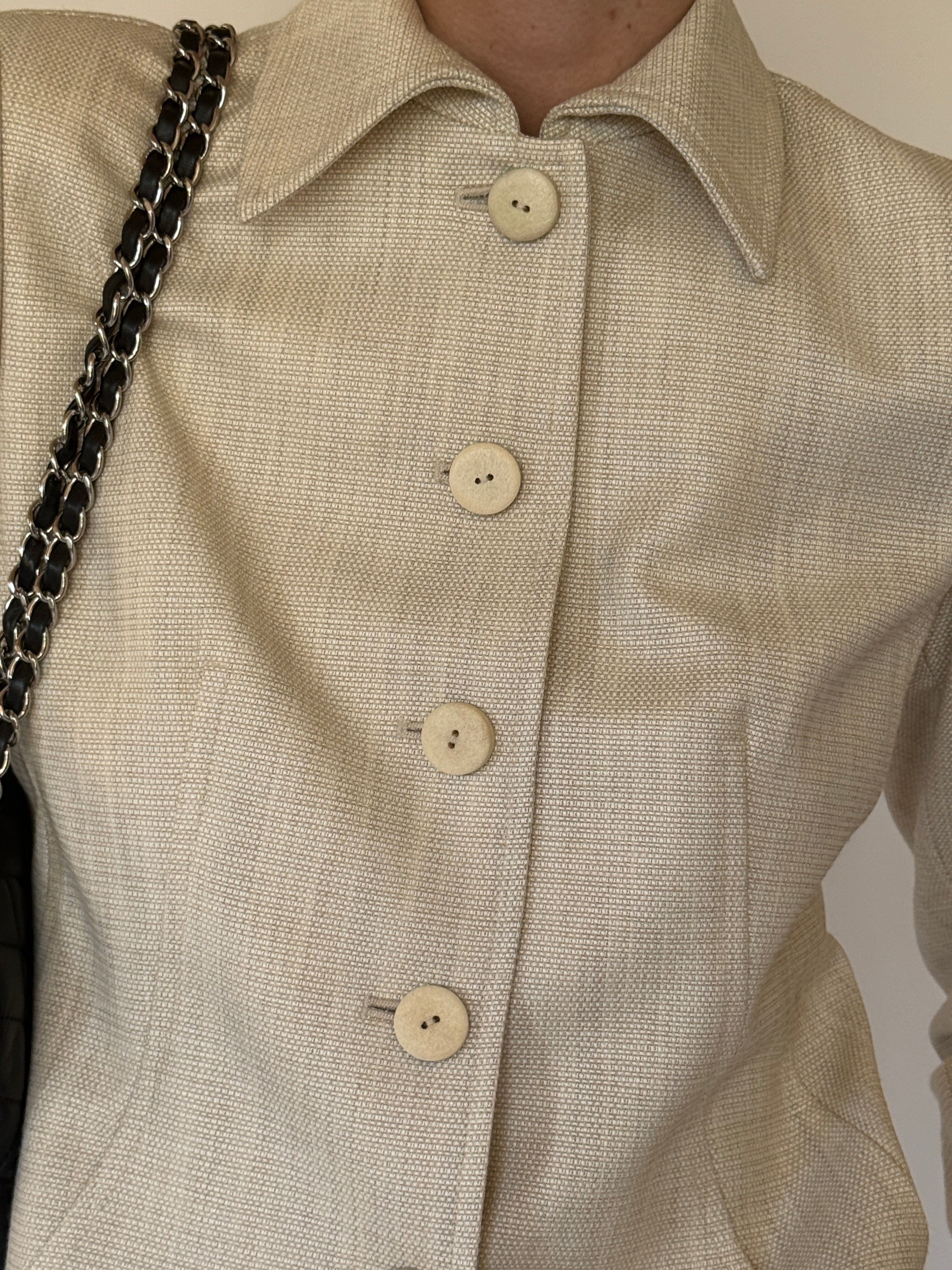 Vintage cream textured fabric close-up