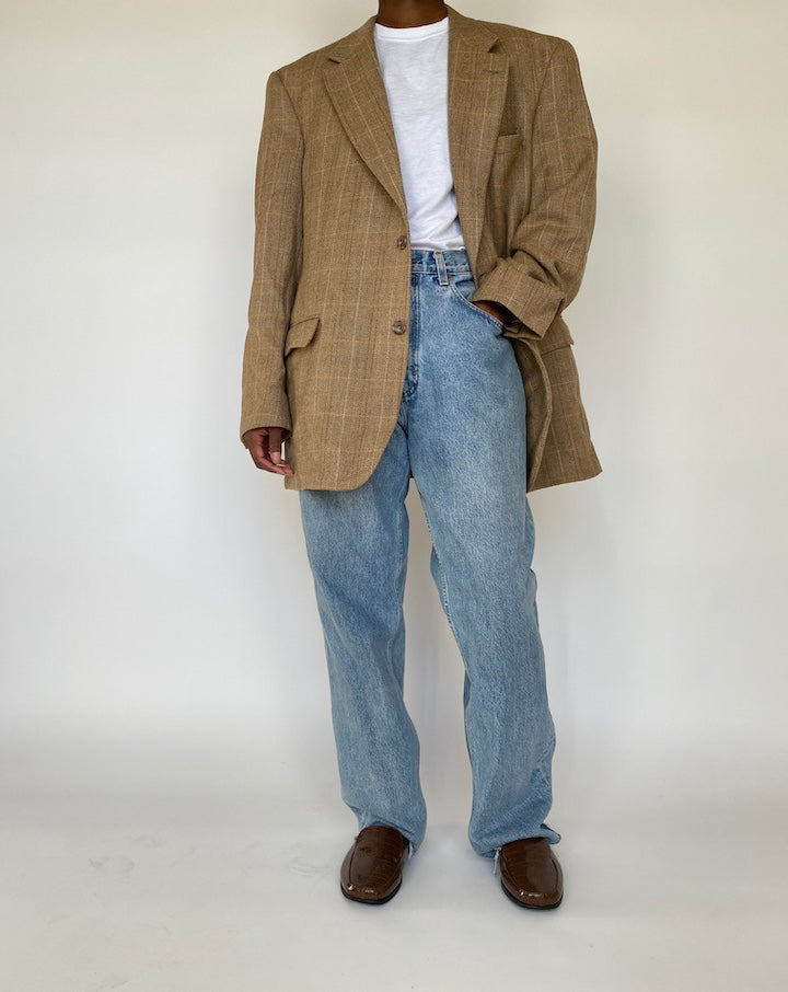 VINTAGE CHECKED BEIGE BLAZER 1970