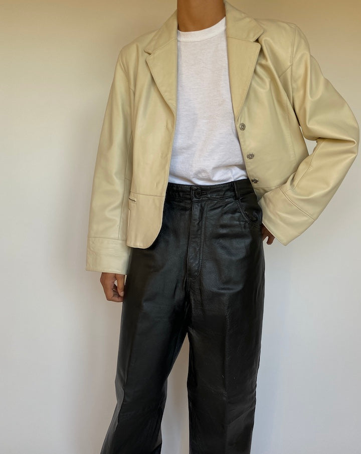 VINTAGE BEIGE LEATHER JACKET 1589