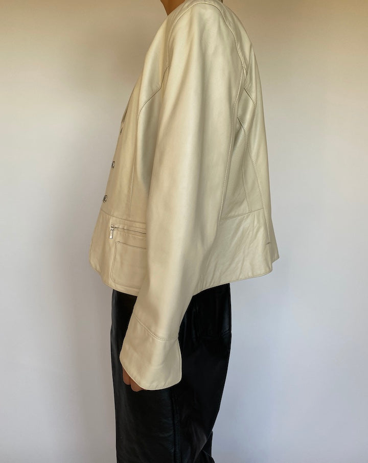 VINTAGE BEIGE LEATHER JACKET 1589