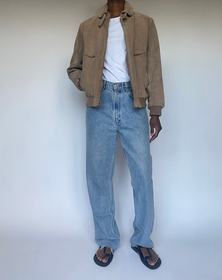 VINTAGE LIGHT BEIGE SUEDE LEATHER JACKET 3596
