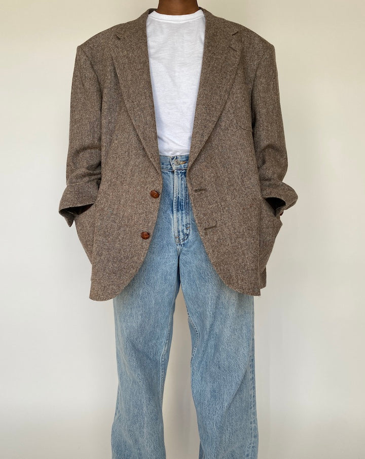 VINTAGE SINGLE BREASTED WOOL BLAZER 1976