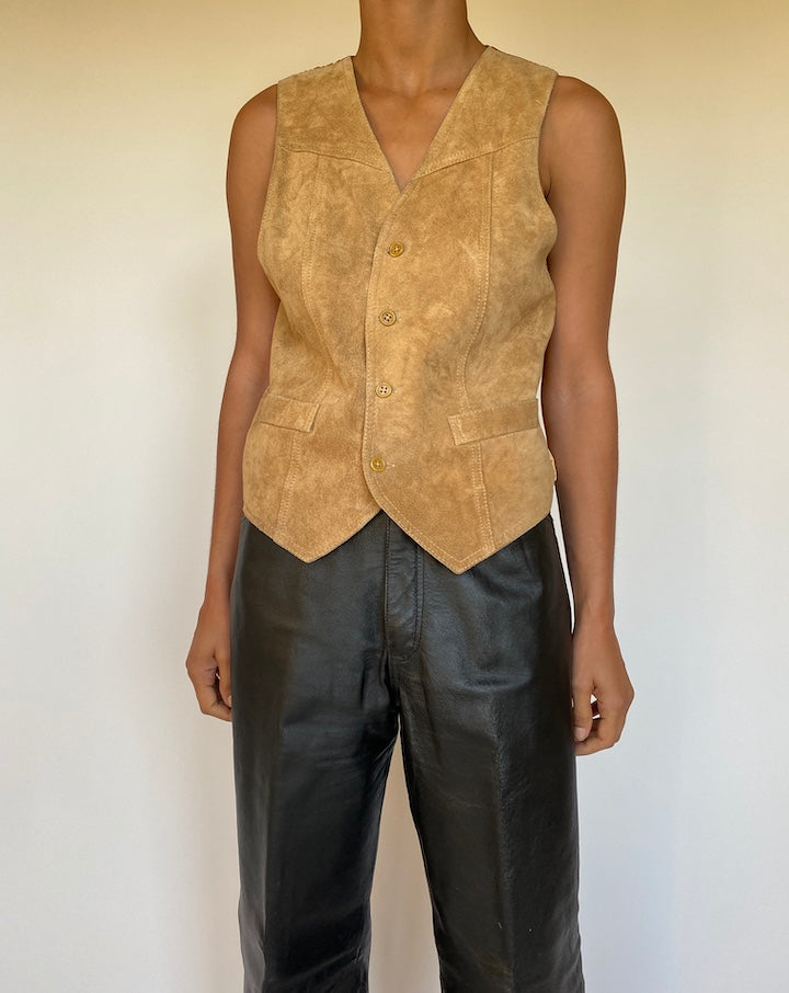 VINTAGE BROWN SUEDE LEATHER VEST 2661