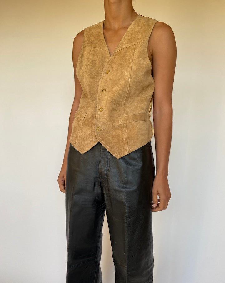 VINTAGE BROWN SUEDE LEATHER VEST 2661