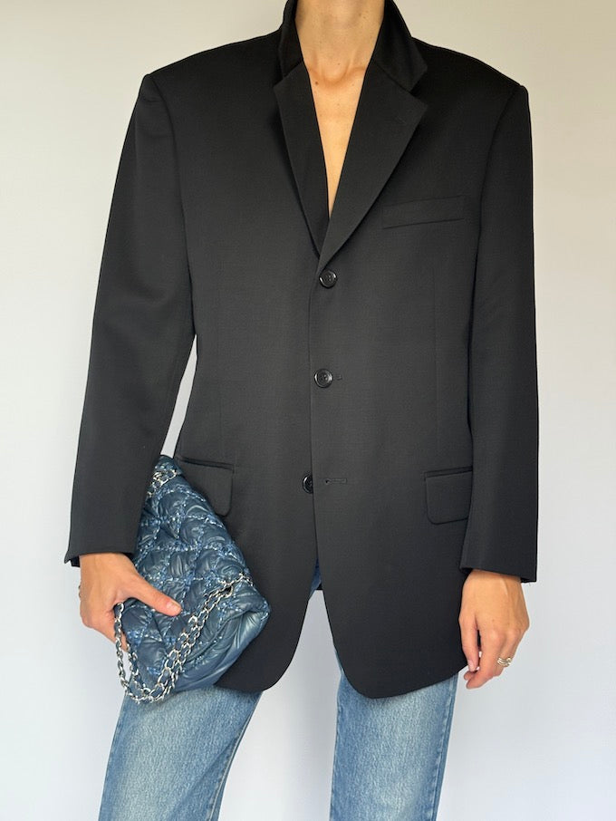 Vintage Single-Breasted Blazer Black 6457