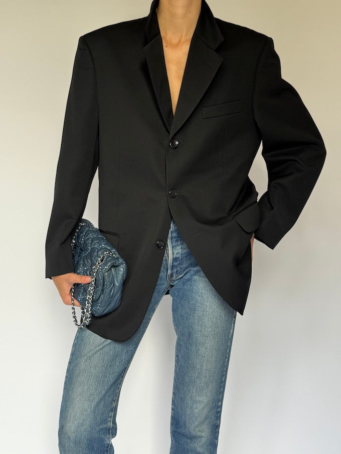 Vintage Single-Breasted Blazer Black 6457