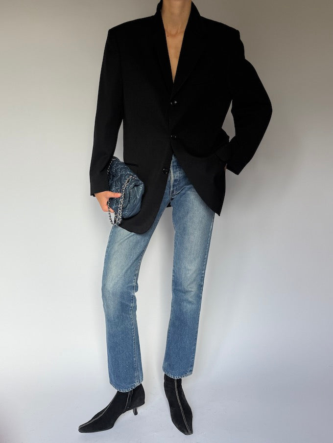 Vintage Single-Breasted Blazer Black 6457