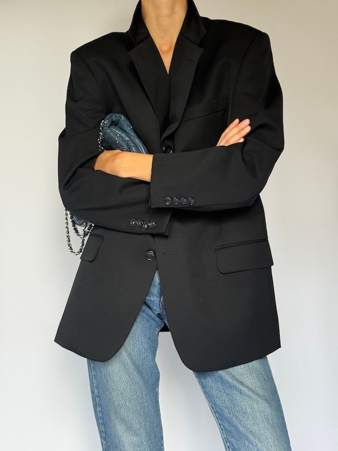 Vintage Single-Breasted Blazer Black 6457