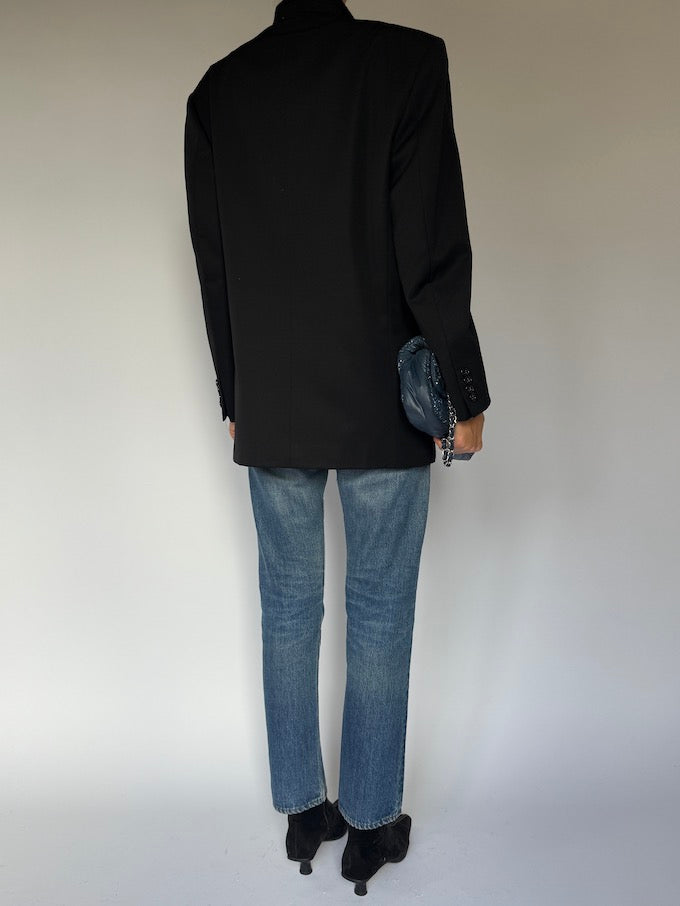 Vintage Single-Breasted Blazer Black 6457