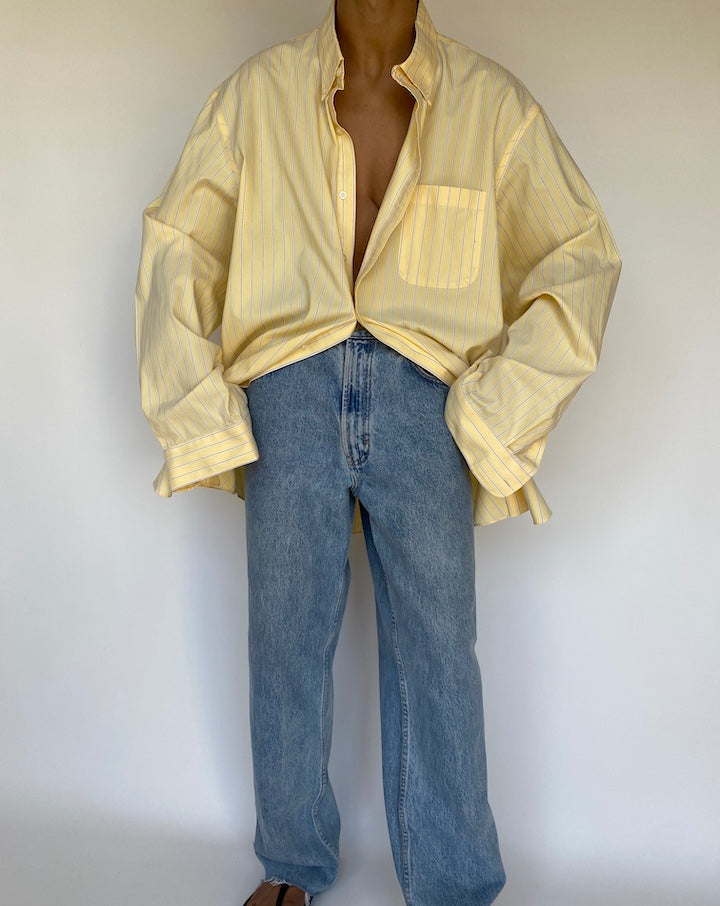 VINTAGE YELLOW STRIPED RALPH LAUREN SHIRT 3176