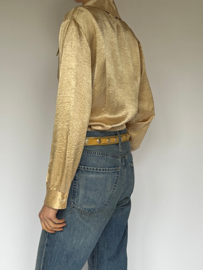 Vintage long-sleeve blouse champagne