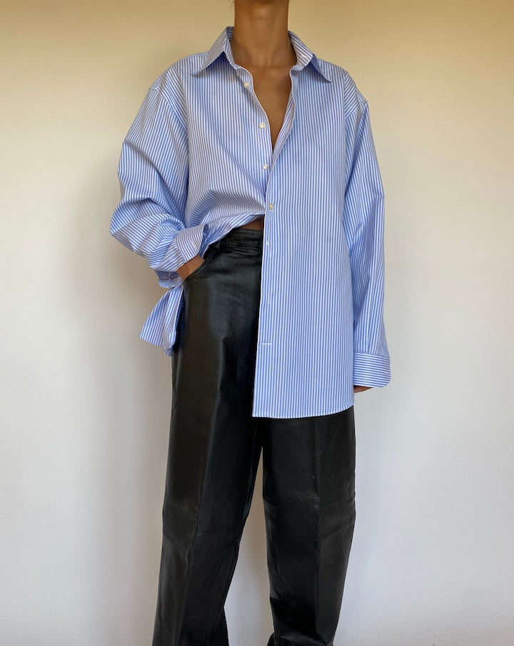 VINTAGE BLUE STRIPED COTTON SHIRT 2658
