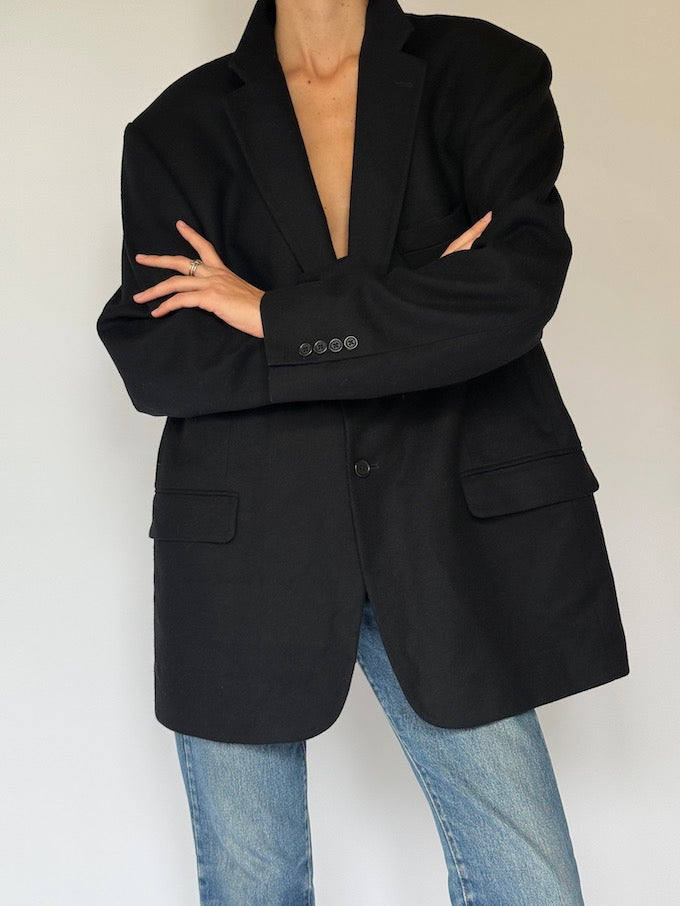 Vintage Wool/Camel Hair Blazer Black 6456