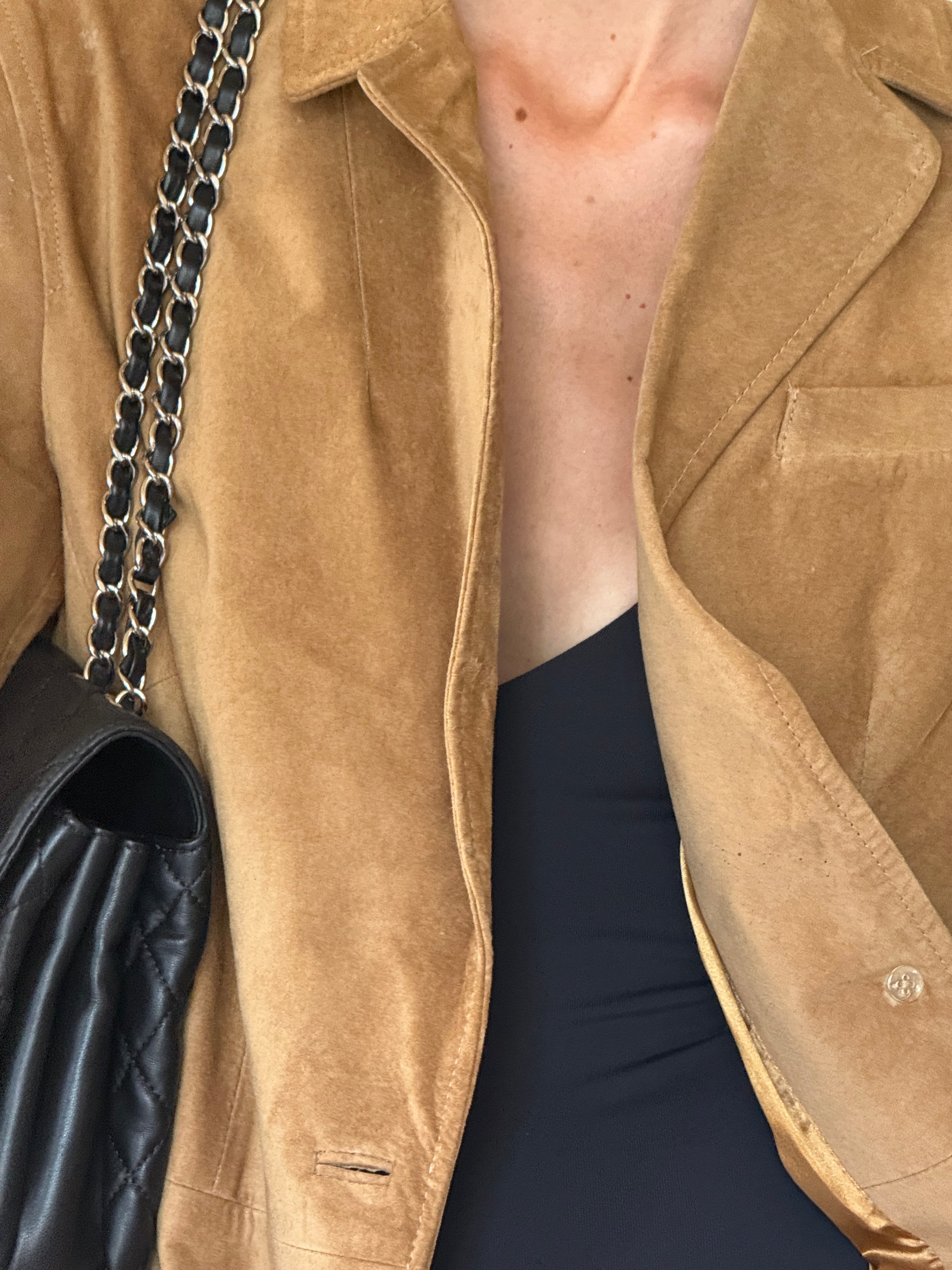 Vintage camel suede leather close-up