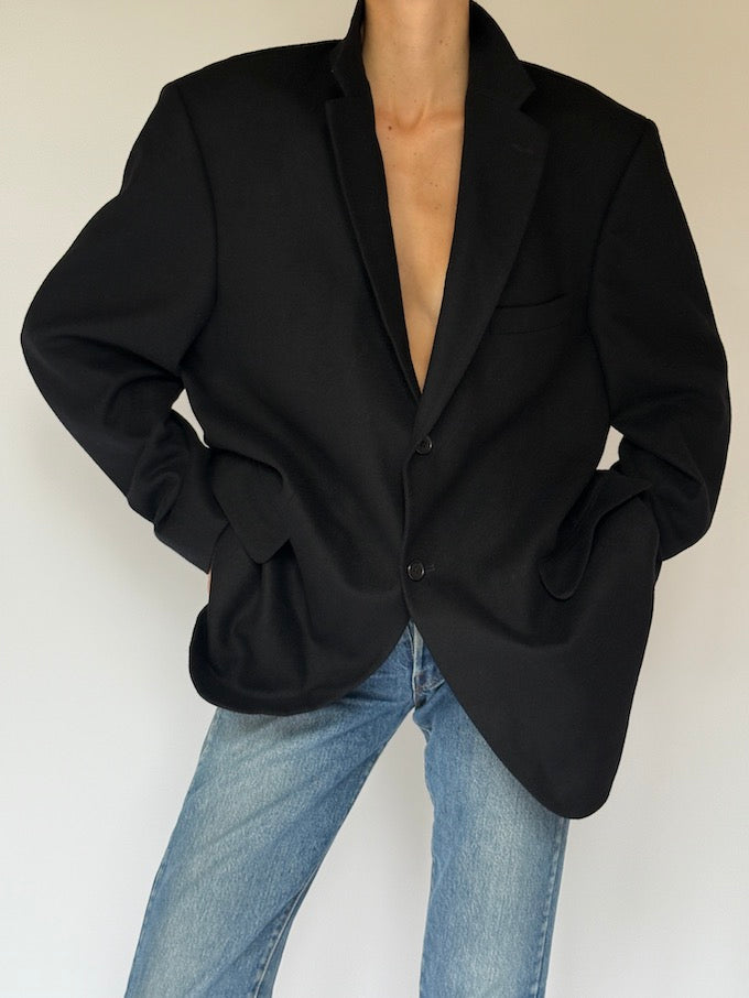 Vintage Wool/Camel Hair Blazer Black 6456