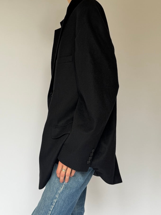 Vintage Wool/Camel Hair Blazer Black 6456