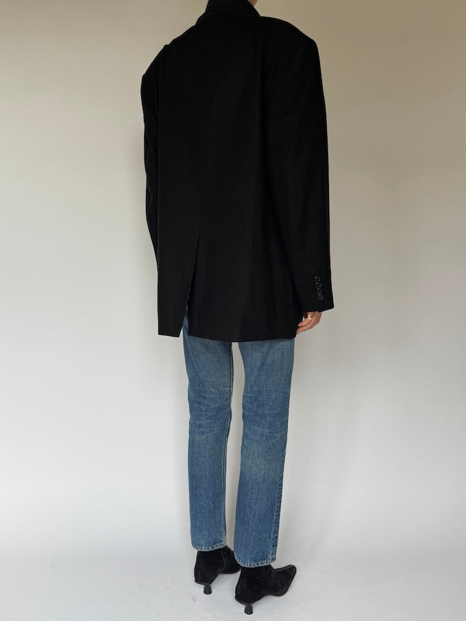 Vintage Wool/Camel Hair Blazer Black 6456