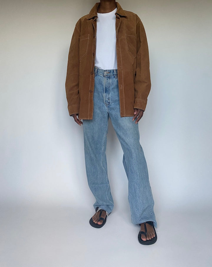 VINTAGE BROWN SUEDE LEATHER SHIRT 3601