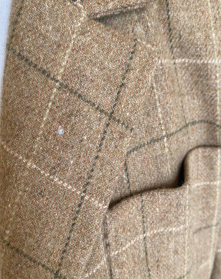 VINTAGE BEIGE CHECKED WOOL BLAZER 3955