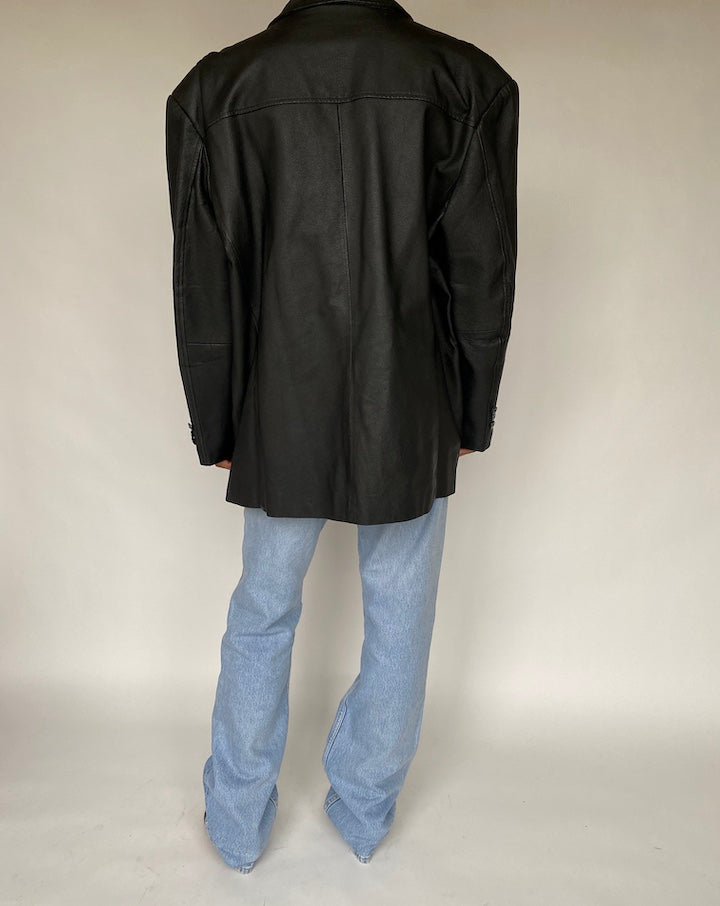 VINTAGE OVERSIZED BLACK LEATHER JACKET 794