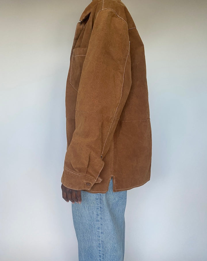 VINTAGE BROWN SUEDE LEATHER SHIRT 3601