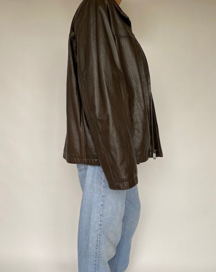 VINTAGE DARK BROWN LEATHER JACKET 795