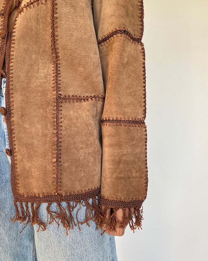 VINTAGE BROWN SUEDE LEATHER AND KNITTED JACKET 2665