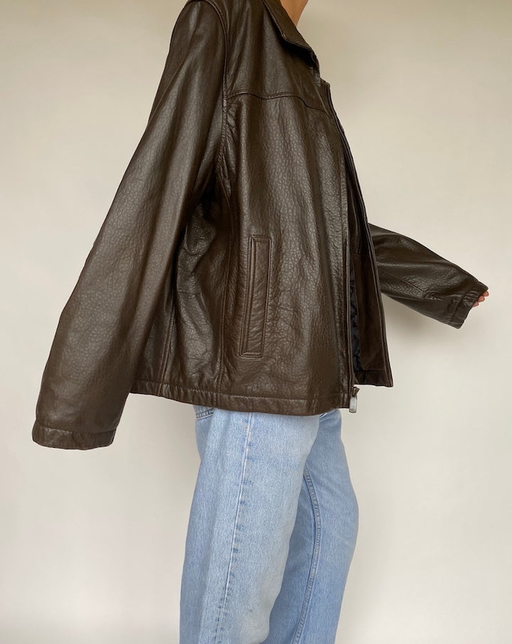 VINTAGE DARK BROWN LEATHER JACKET 795