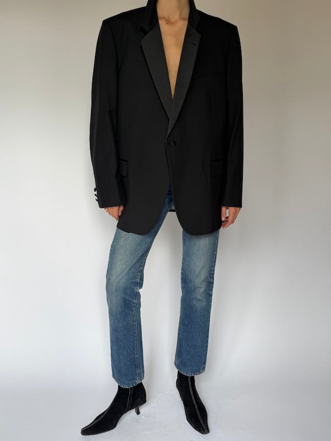 Vintage Single-Breasted Blazer black 6465