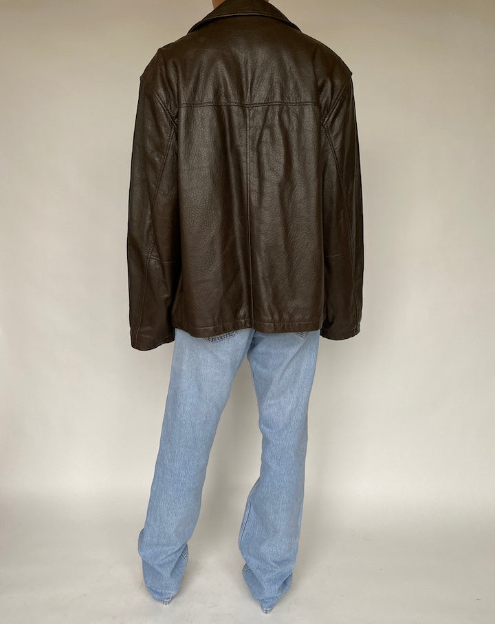 VINTAGE DARK BROWN LEATHER JACKET 795