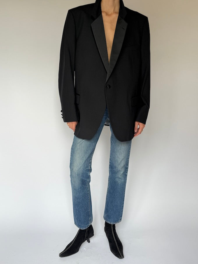 Vintage Single-Breasted Blazer black 6465