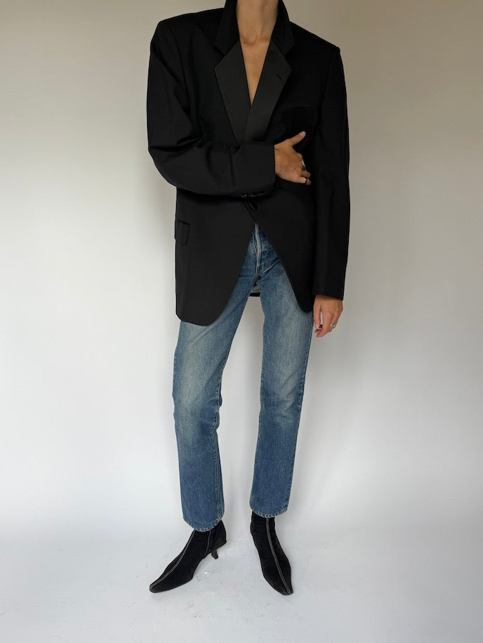 Vintage Single-Breasted Blazer black 6465
