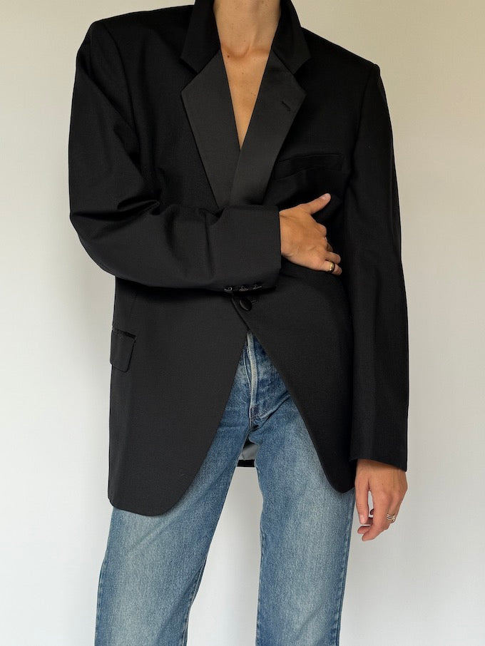 Vintage Single-Breasted Blazer black 6465