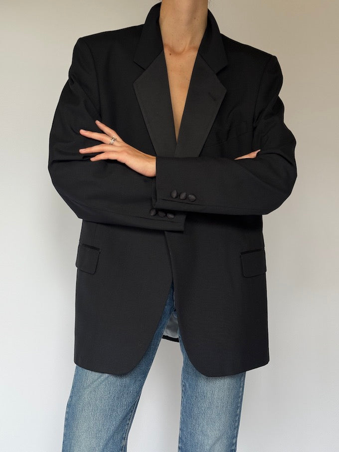 Vintage Single-Breasted Blazer black 6465