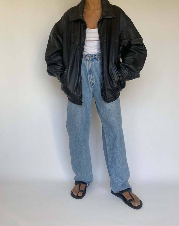 VINTAGE BLACK BEAUTIFUL LEATHER JACKET 3184