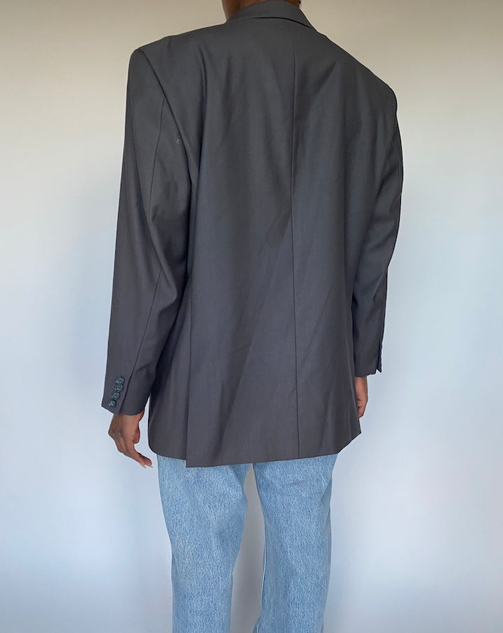 VINTAGE DARK GREY SINGLE BREASTED BLAZER 3605