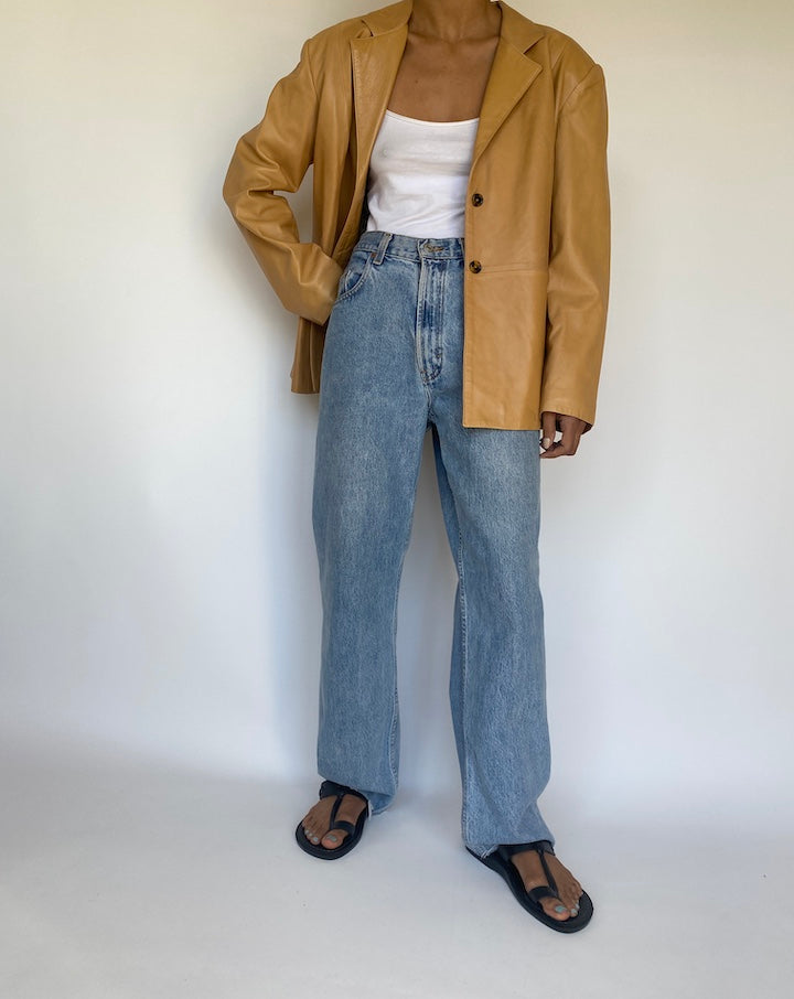 VINTAGE BEIGE LEATHER JACKET 3187