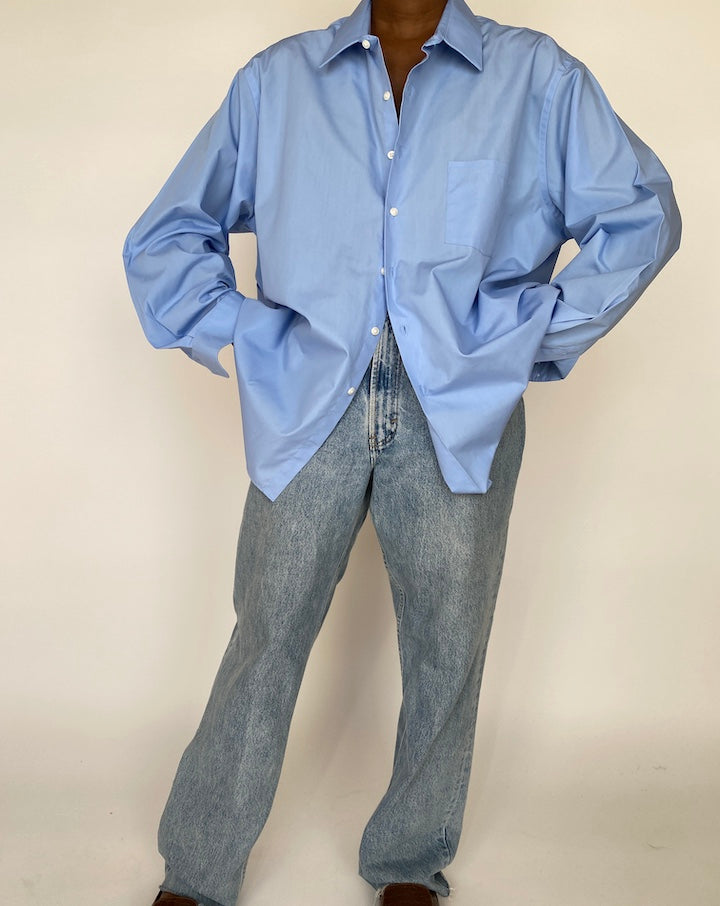 VINTAGE OVERSIZED BLUE BUTTON DOWN SHIRT 1991