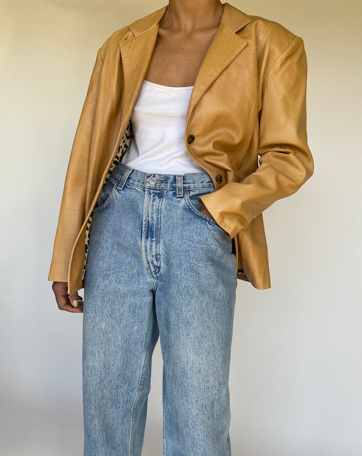 VINTAGE BEIGE LEATHER JACKET 3187
