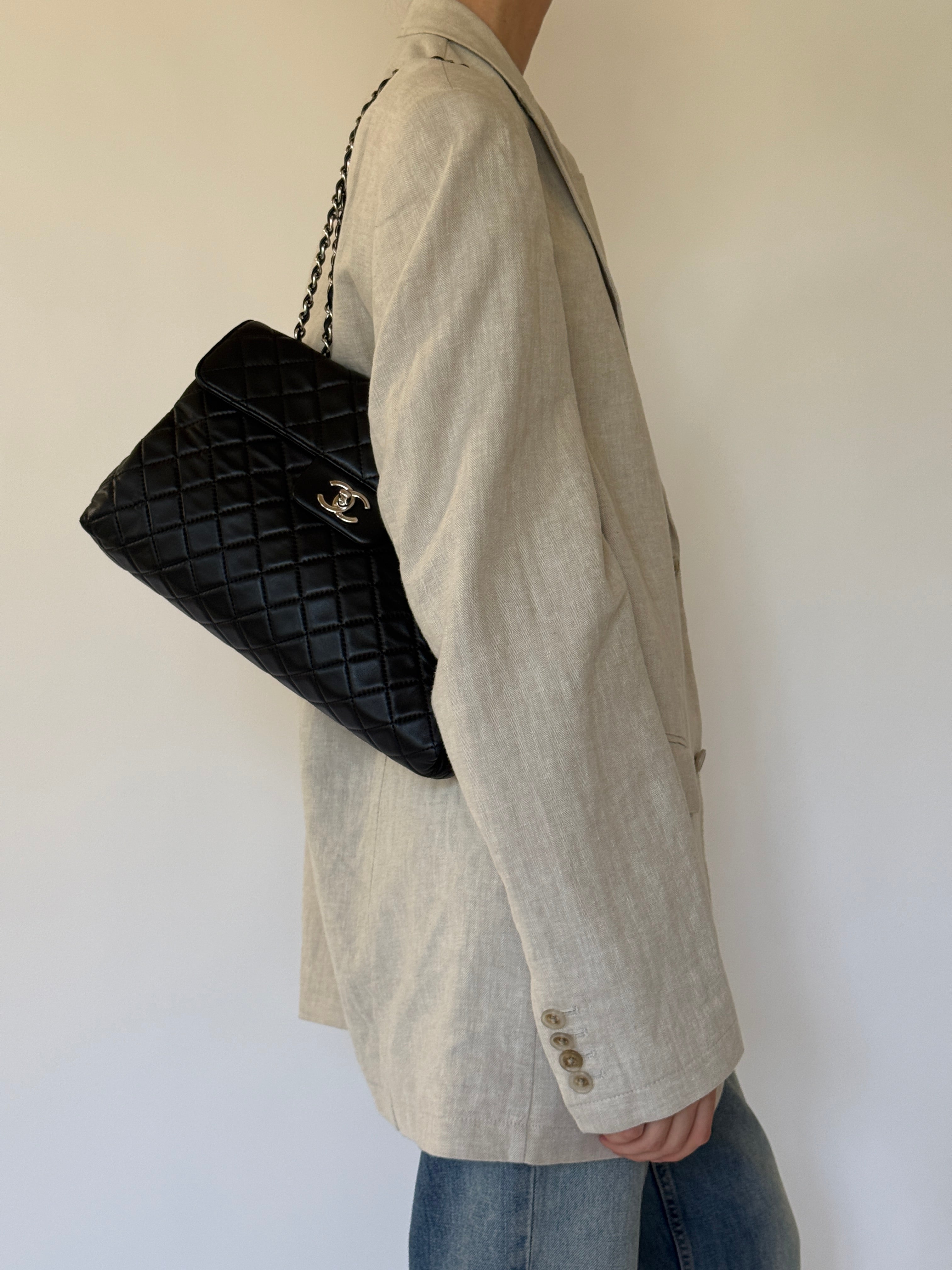 Vintage Linen & Cotton Oversized Blazer in Beige 6601