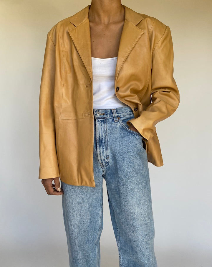 VINTAGE BEIGE LEATHER JACKET 3187