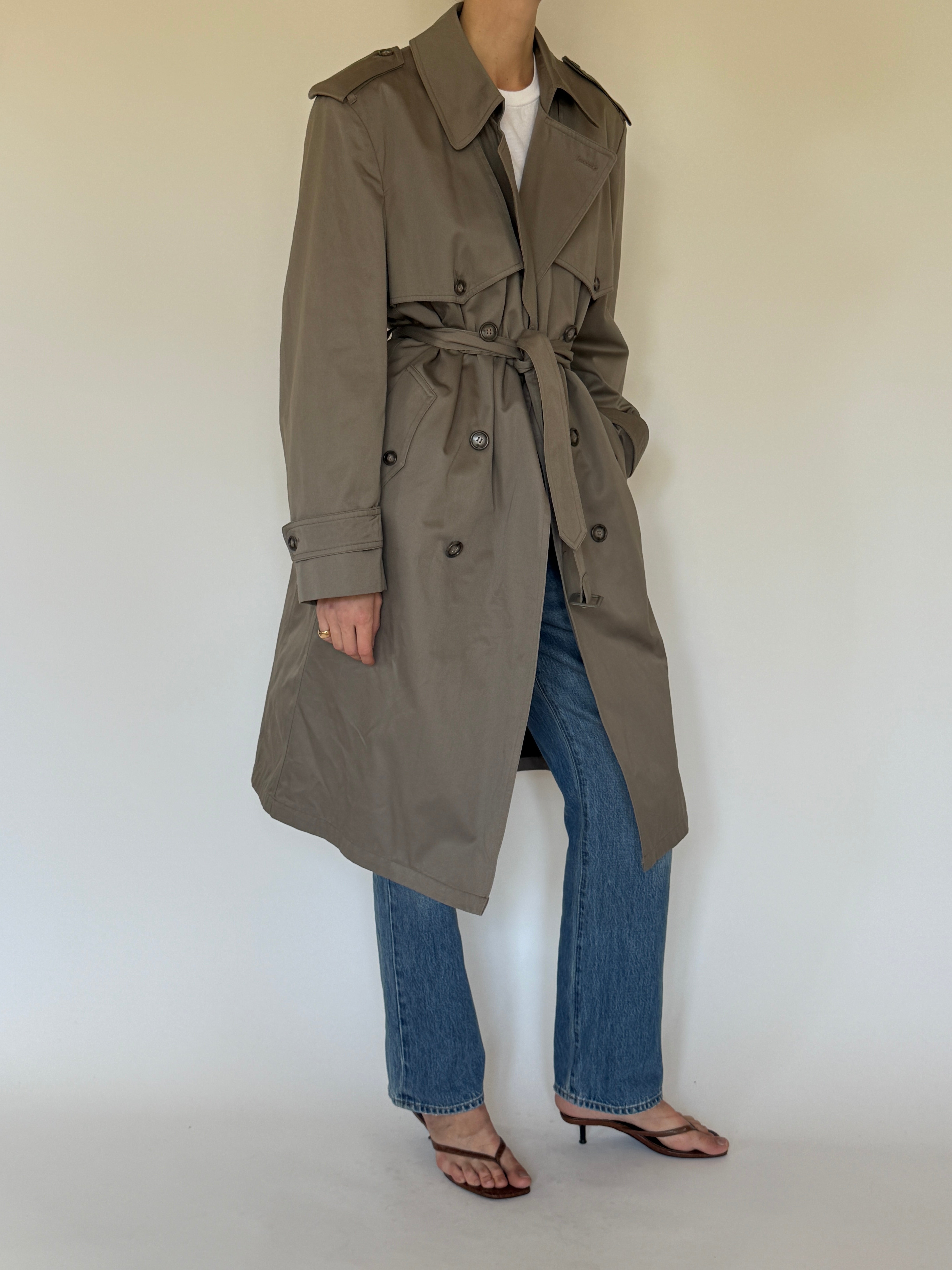 Vintage Double-Breasted Trench Coat in Sage 6284