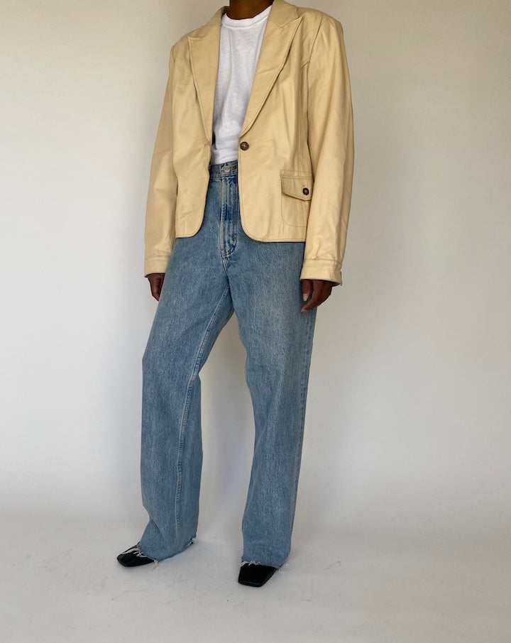 VINTAGE BEIGE LEATHER JACKET 4114