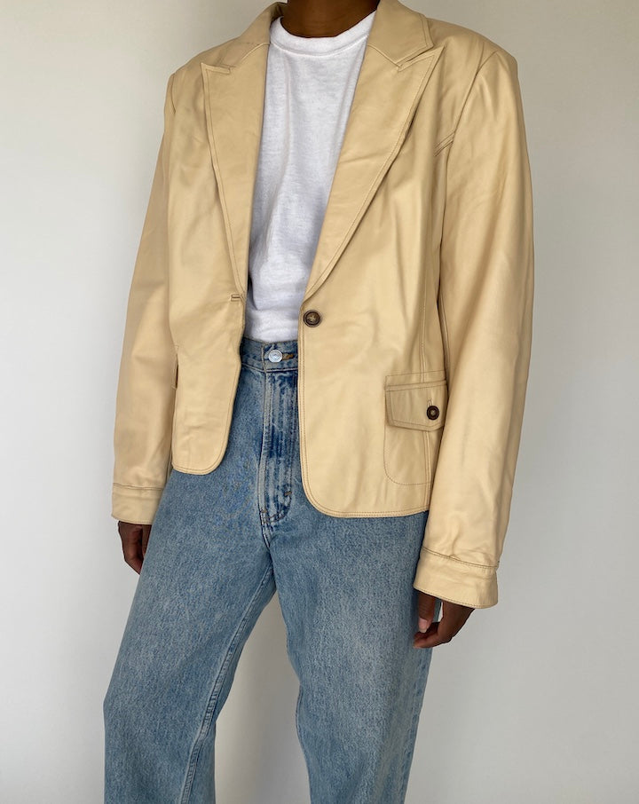 VINTAGE BEIGE LEATHER JACKET 4114