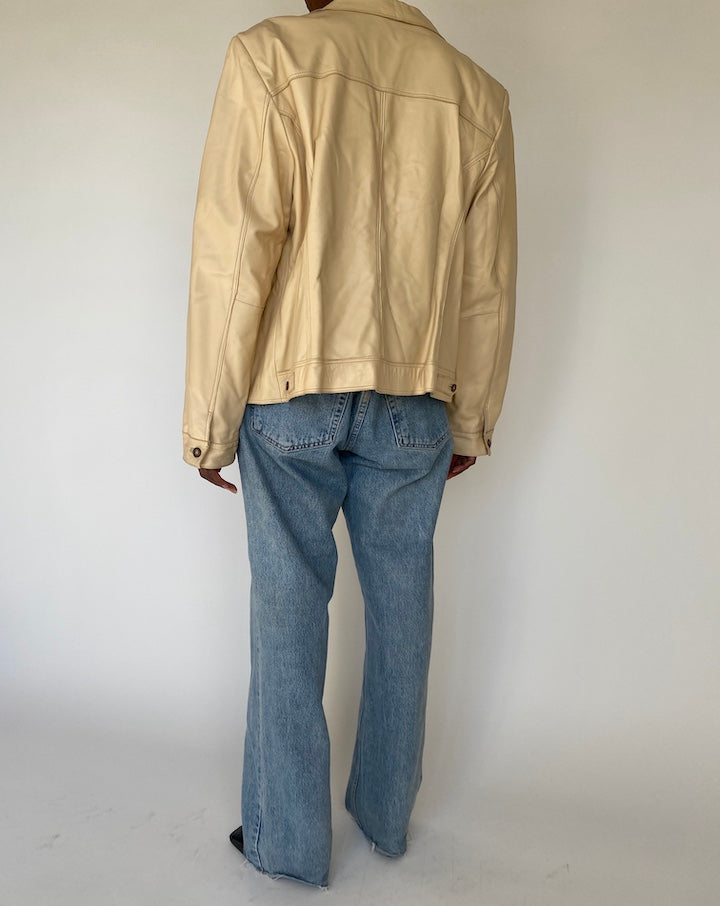 VINTAGE BEIGE LEATHER JACKET 4114