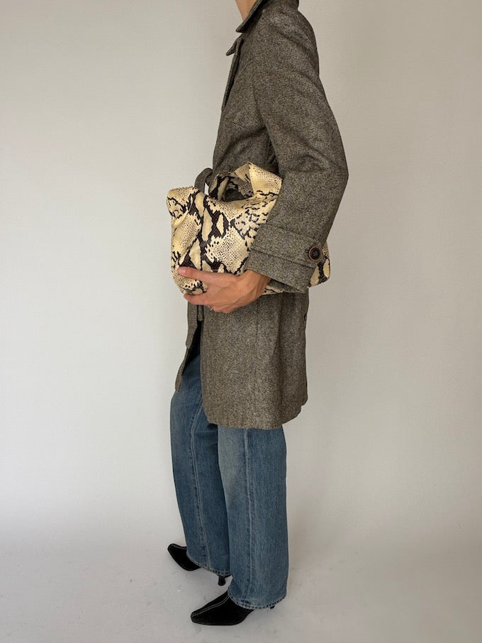 Vintage Classic Tailored Tweed Wool Blend Trench Coat 6525