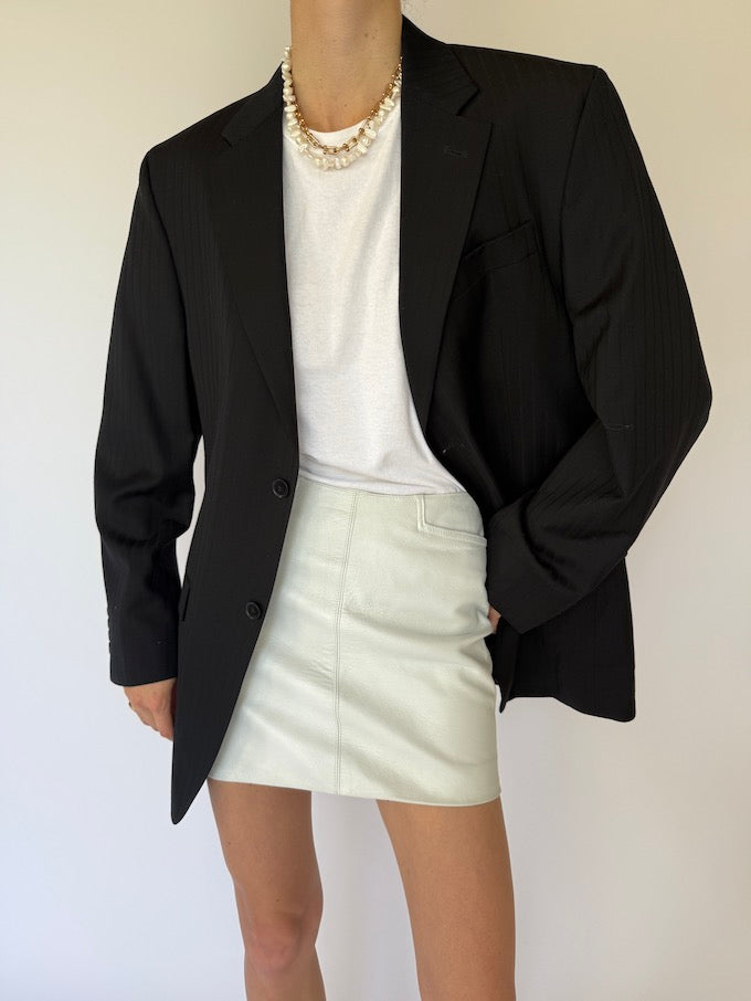 VINTAGE STRIPED WOOL BLAZER BLACK 5839