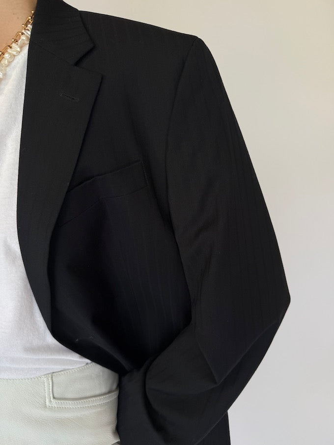 VINTAGE STRIPED WOOL BLAZER BLACK 5839
