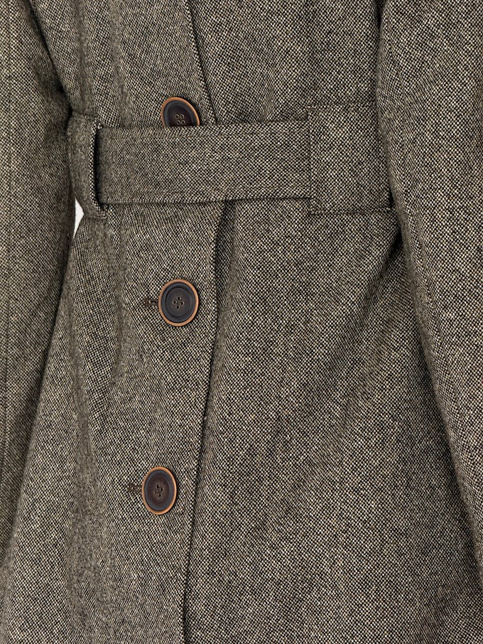 Vintage Classic Tailored Tweed Wool Blend Trench Coat 6525
