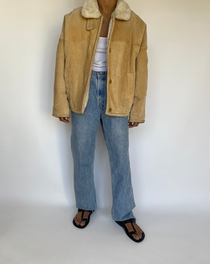 VINTAGE BEIGE SUEDE LEATHER JACKET 3191